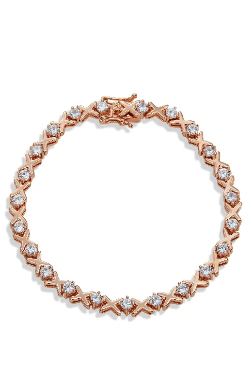 18K ROSE HUG AND KISSES TENNIS BRACELET