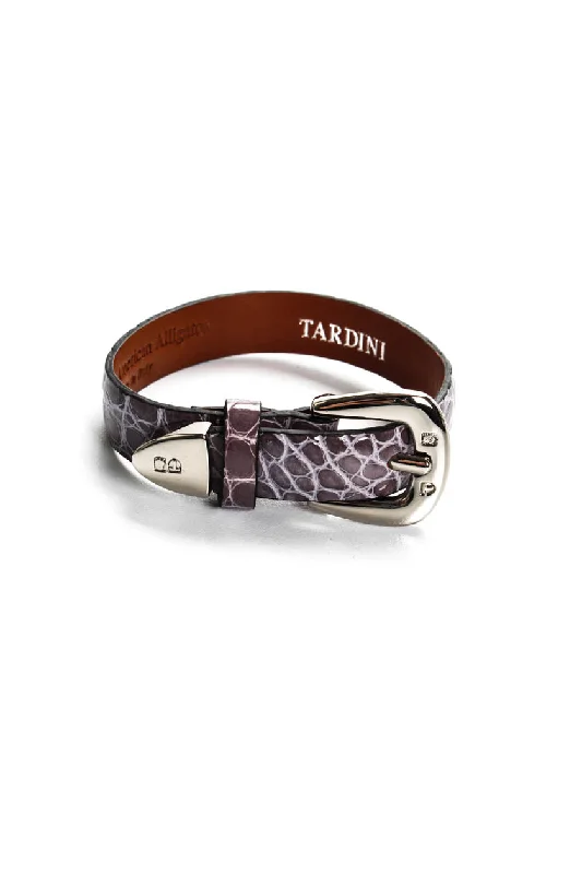 Tardini Womens Genuine American Alligator Country Style Buckled Bracelet Purple