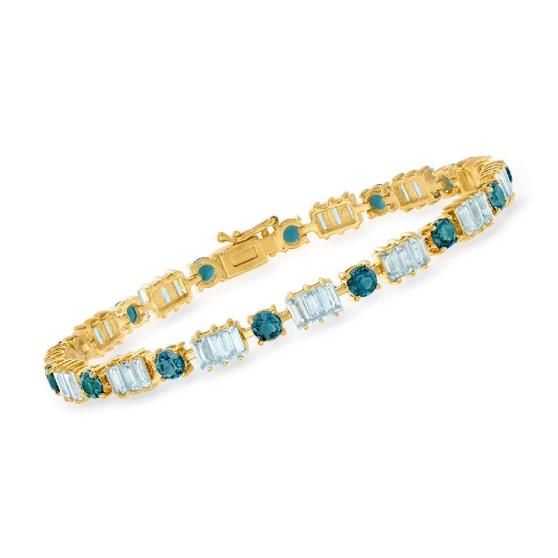 Ross-Simons London and Sky Blue Topaz Bracelet in 18kt Gold Over Sterling