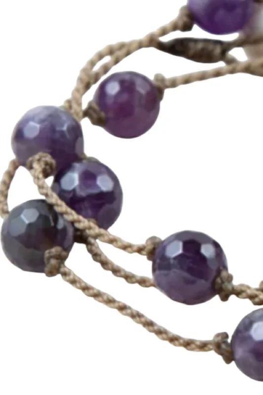 Women's Wrap Stone Bracelet In Amethyst Faceted Round Medium - 1637