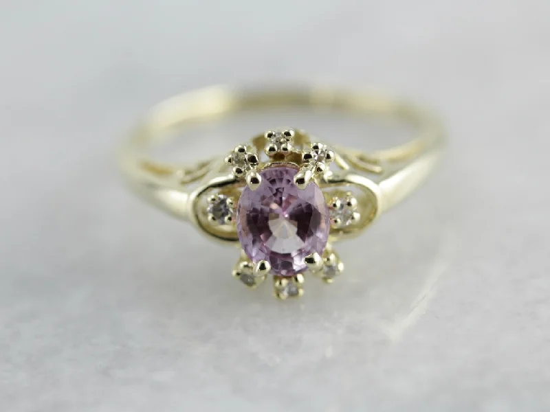 Pink Sapphire and Diamond Ring