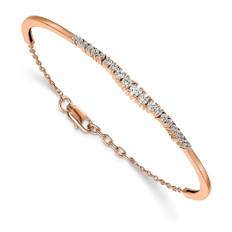 14K Rose Gold 3/4 Ct Lab Grown Diamond Bangle Bracelet