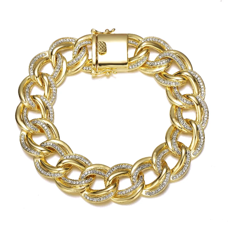 Ra 14k Gold Plated Cubic Zirconia Chain Bracelet