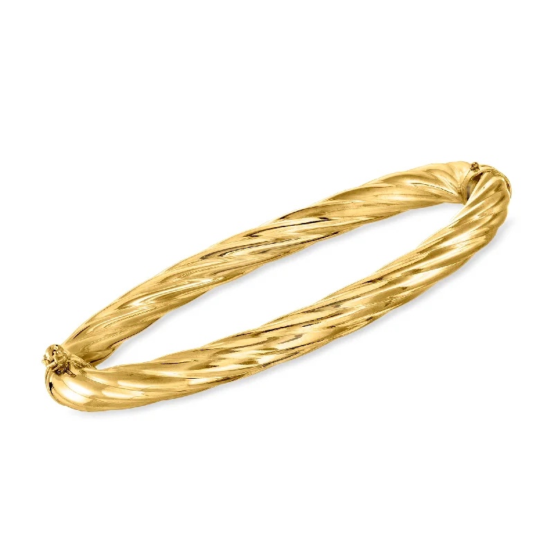 Ross-Simons Italian 6mm 18kt Gold Over Sterling Twisted Bangle Bracelet