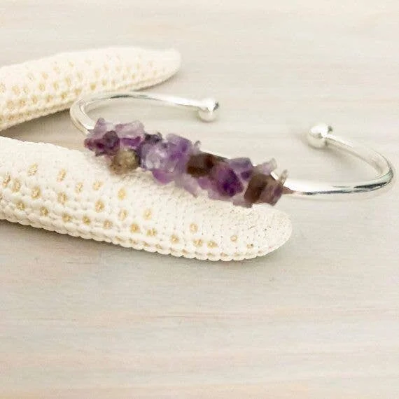 Raw Stone Bracelet - Wedding Jewelry | Raw Amethyst Bracelet