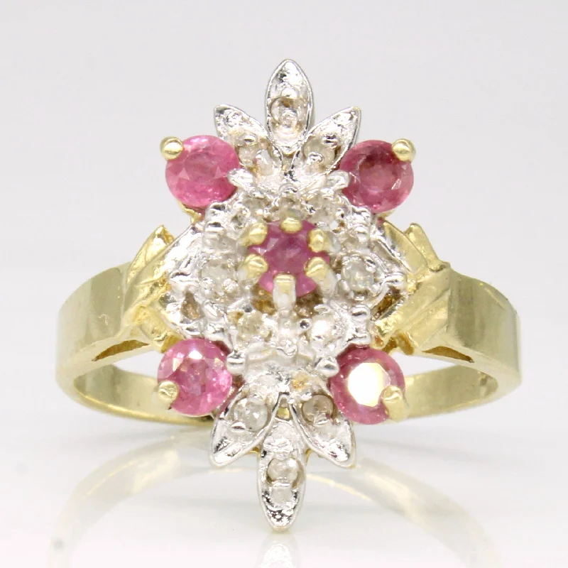 Light Pink Ruby & Diamond Cocktail Ring | 0.40ctw, 0.06ctw | SZ 6.75 |