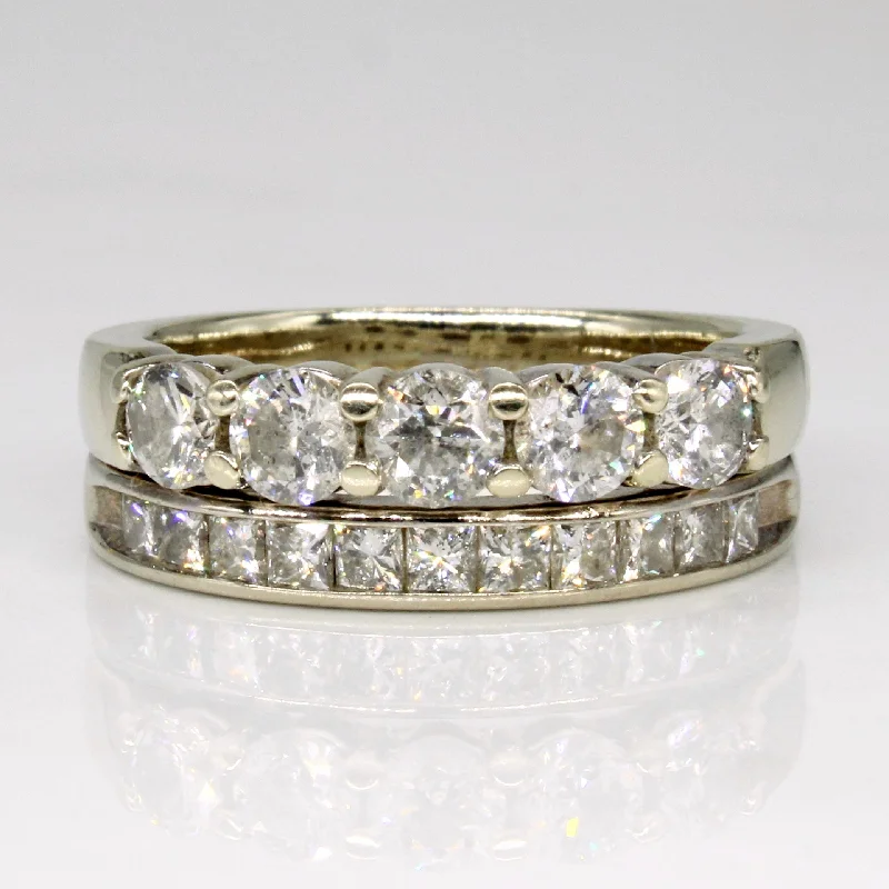 Diamond Soldered Engagement & Wedding 14k Ring Set  | 1.08ctw | SZ 6 |