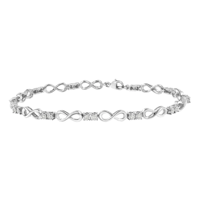 .925 Sterling Silver 1/4 cttw Miracle Set Diamond Infinity Link Bracelet