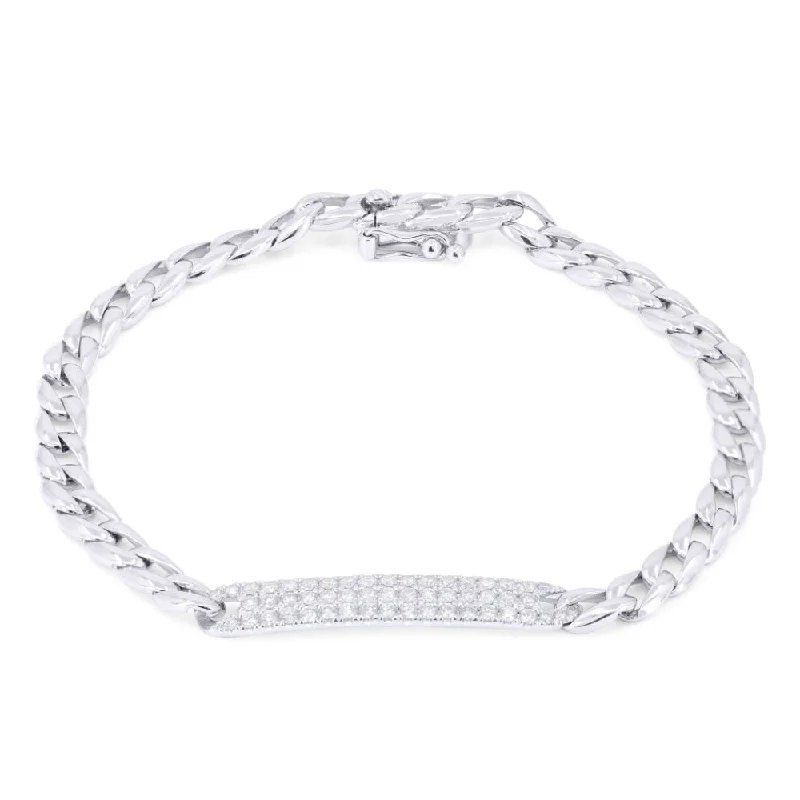 14K White Gold,white Diamond Bracelet