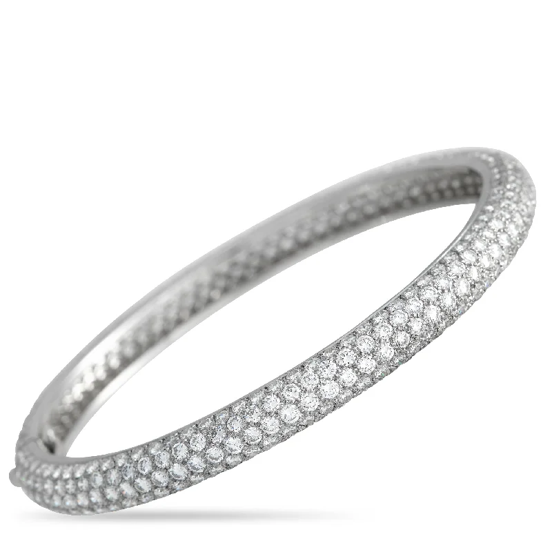 Cartier 18K White Gold 13.50ct Diamond Pav Bangle Bracelet CA12-030824