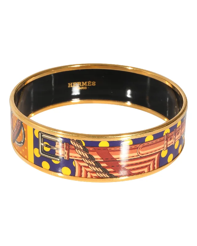 Hermès Gold Plated Clic Clac a Pois Wide Enamel Bangle  (62MM)