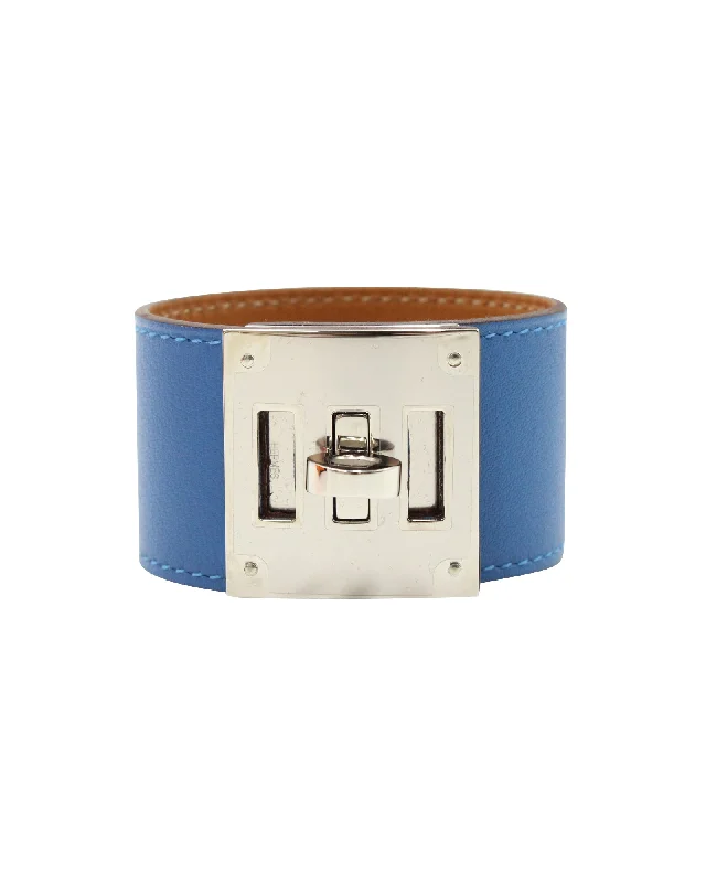 Hermès Kelly Dog Bracelet in Blue Leather