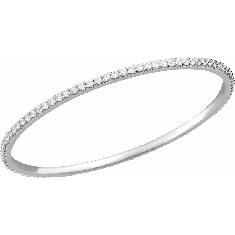 14k White Gold 4 CTW Lab-Grown Diamond Stackable Bangle Bracelet 8"