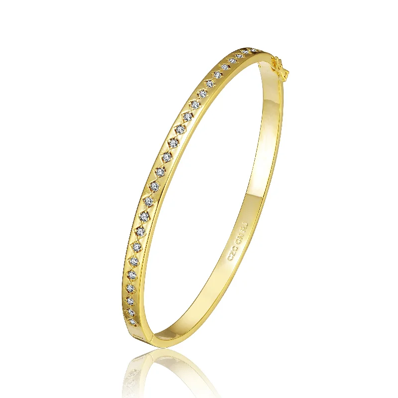 Rachel Glauber 14k Gold Plated Cubic Zirconia Bangle Bracelet