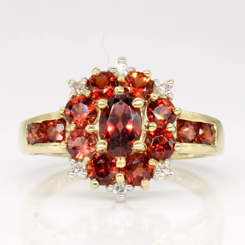 Garnet & Diamond Cluster Ring | 1.51ctw, 0.03ctw | SZ 7 |