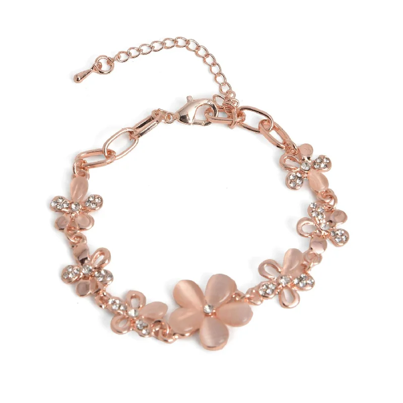 Women Rose  Silver-toned Gold-plated Link Bracelet