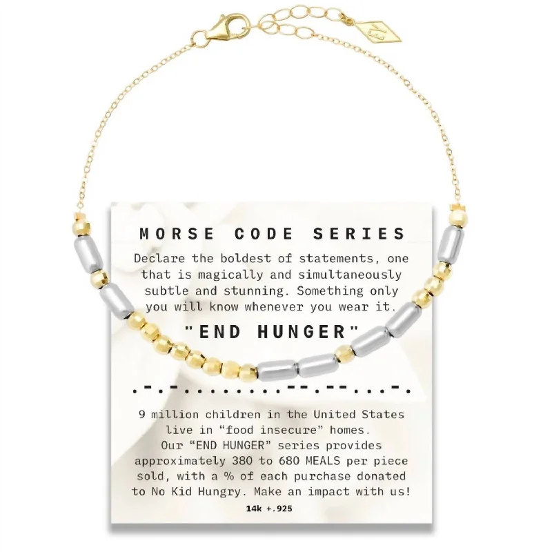 Women's "morse Code" Series End Hunger Chain Bracelet In Gold