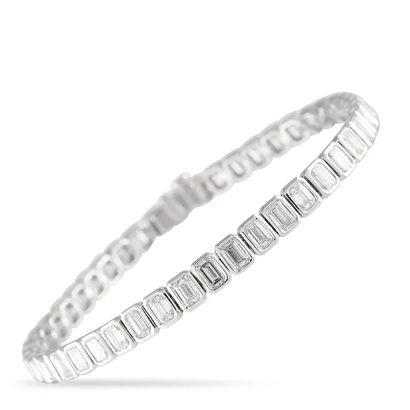 LB Exclusive 18K White Gold 9.05ct Diamond Emerald-Cut Line Bracelet ALB-19083