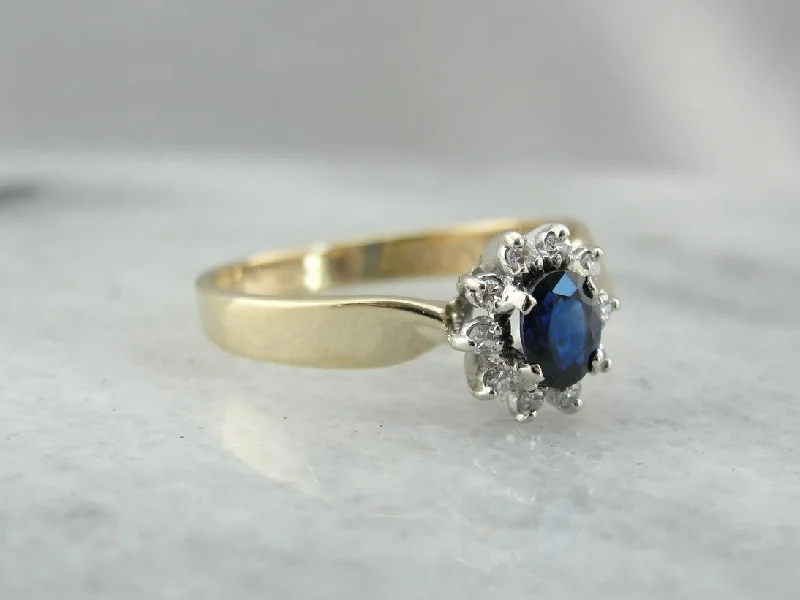 Pretty and Classic Sapphire and Diamond Anniversary Ring