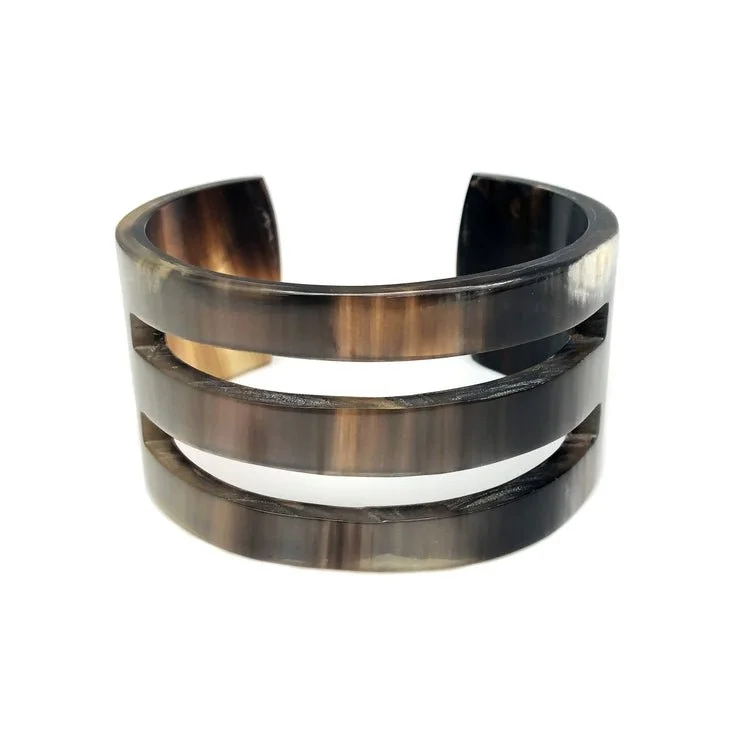 Omala Polished Horn Two Slits Cuff | Horn Bracelet