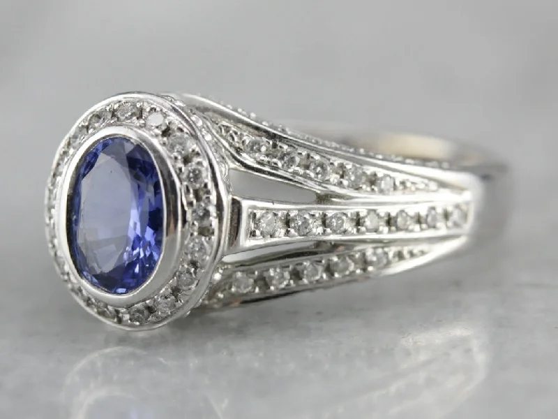 Tanzanite Pave Diamond White Gold Ring