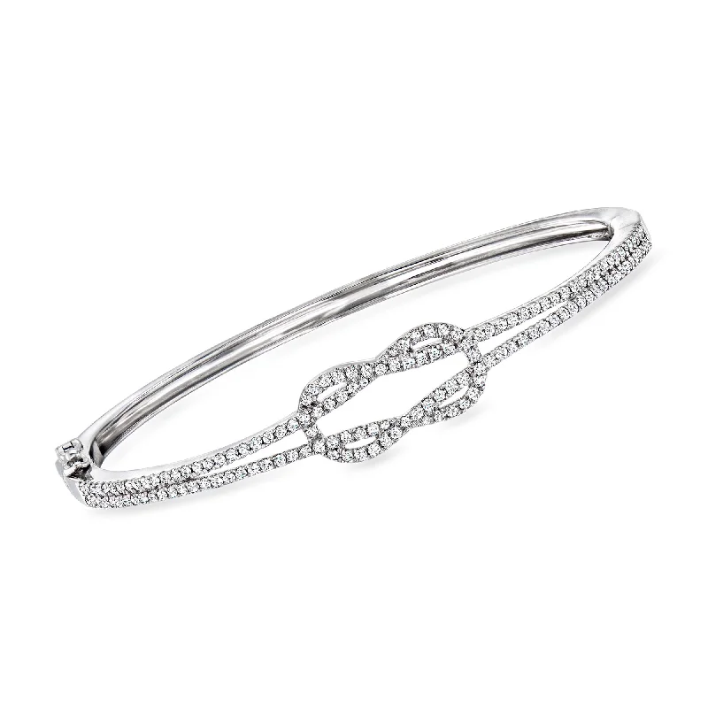 Ross-Simons Diamond Knot Bangle Bracelet in Sterling Silver