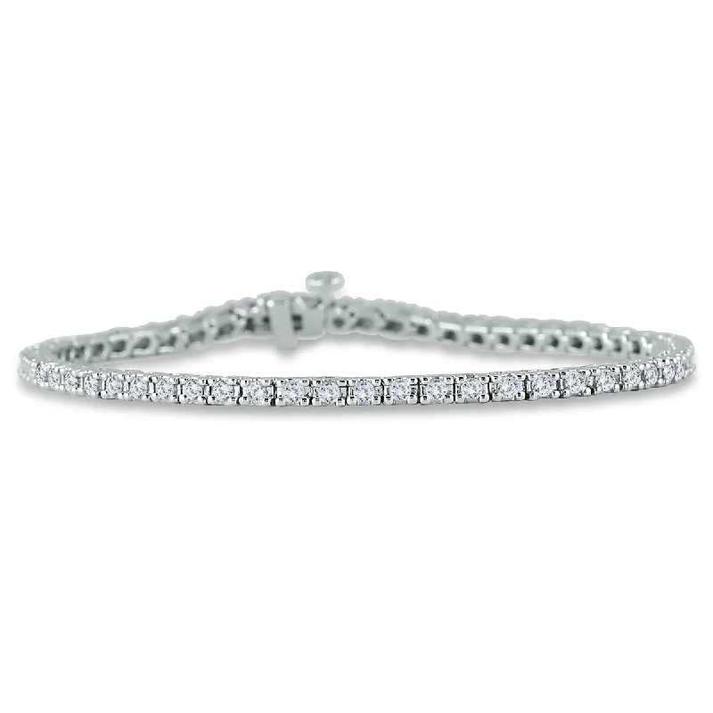 Ags Certified 3 Carat Tw Classic Diamond Tennis Bracelet In 14K White Gold