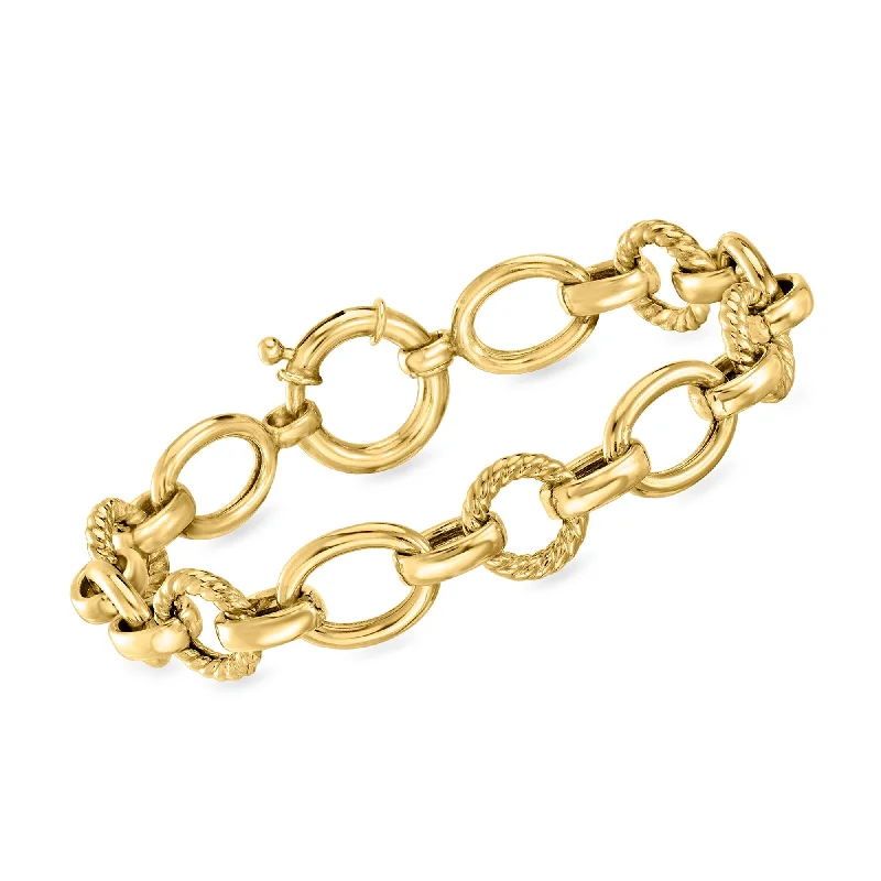 Ross-Simons 18kt Gold Over Sterling Circle and Oval-Link Bracelet