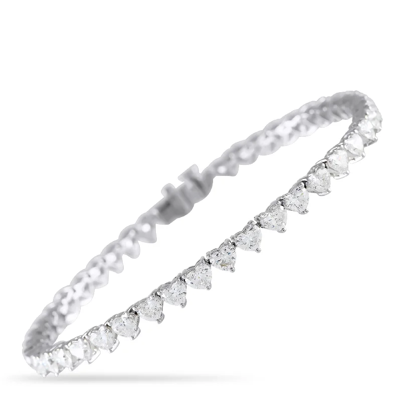 LB Exclusive 18K White Gold 7.10ct Diamond Heart-Cut Bracelet  ALB-18546