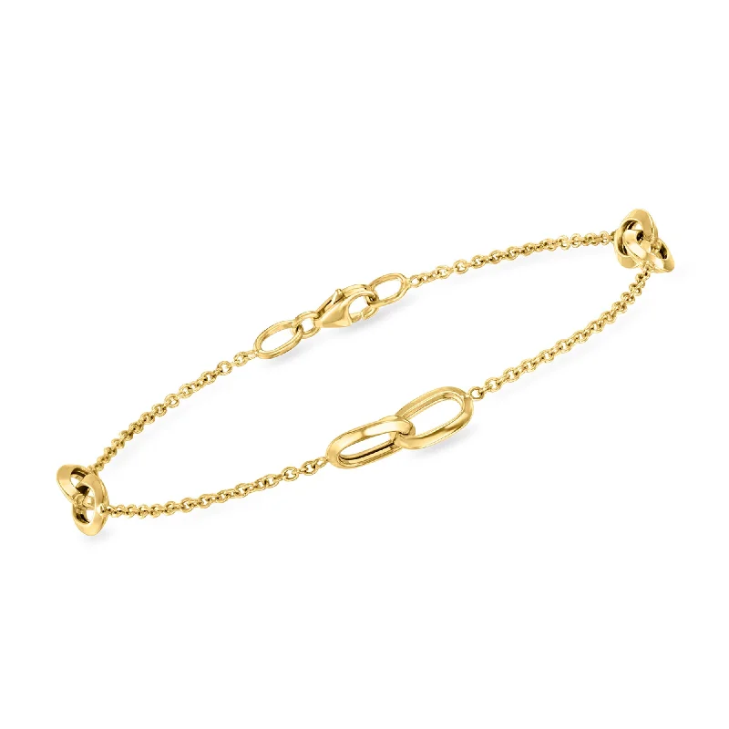 Ross-Simons Italian 14kt Yellow Gold Oval-Link Station Bracelet