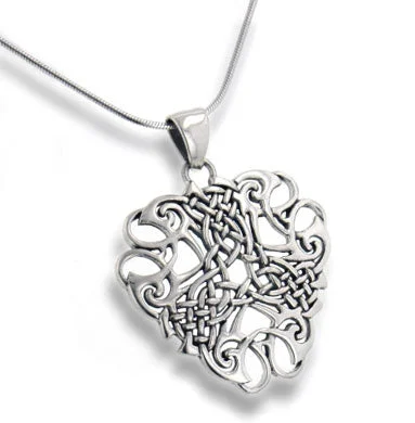 handcrafted necklaces for women -Thread of Life - Large Celtic Knot Sterling Silver Pendant, 18" Chain Necklace