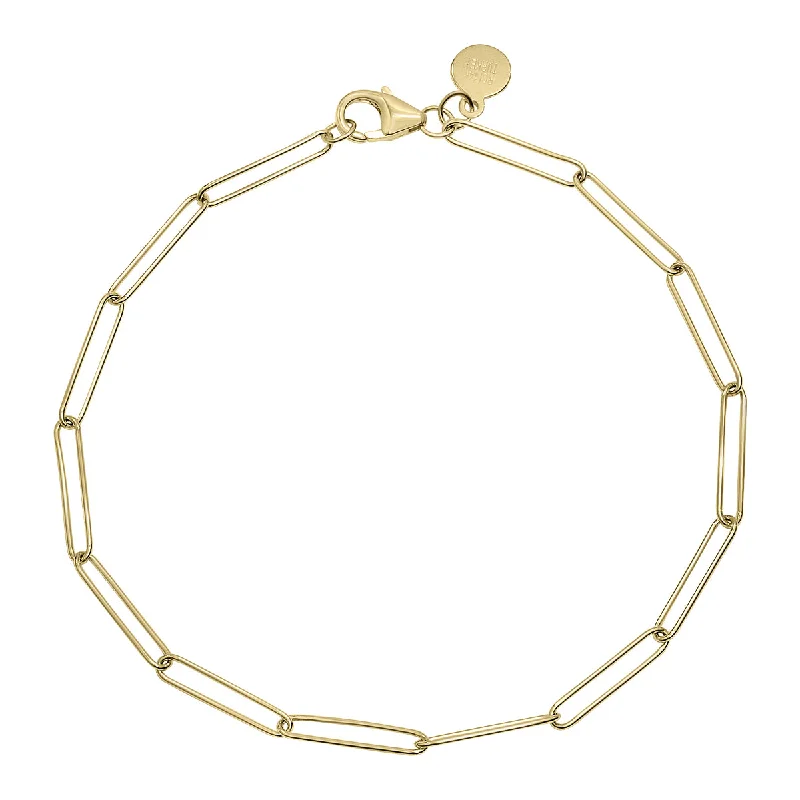 14K Yellow Gold Lightweight Paperclip Bracelet With Lobster Clasp